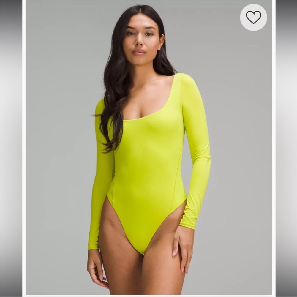 Lululemon Wundermost Ultra-Soft Nulu Square-Neck Long-Sleeve Bodysuit Lichen Lim